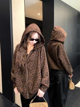 Women Y2K Leopard Hoodies Streetwear Loose Harajuku Retro Sweatshirts Hip Hop Fall American Vintage Female Long Sleeve Tops New