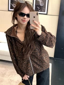 Women Y2K Leopard Hoodies Streetwear Loose Harajuku Retro Sweatshirts Hip Hop Fall American Vintage Female Long Sleeve Tops New
