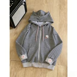 Japanese Harajuku Kawaii Long Sleeve Hoodie Women Cat Ears Sweet Sweatshirt Lace Striped Zipper Casual Cartoon 2025 Autumn