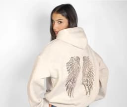 Y2K Style Women Sweatshirt Set Sequins Angel's Wings Hoodies Fold Waist Low‑Rise Casual Bootcut Trousers Yoga Pant Set