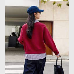 VIMLY Women's Sweatshirt Spliced Fake‑two‑piece 2026 Autumn Preppy‑style Pullover Casual Loose-fit Long Sleeve Tops Ladies M8359