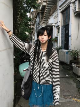 Tonngirls Y2k Aesthetic Women Zip Up Hoodie Long Sleeve American Retro Print Striped Sweatshirt Casual Streetwear Hooded Coat