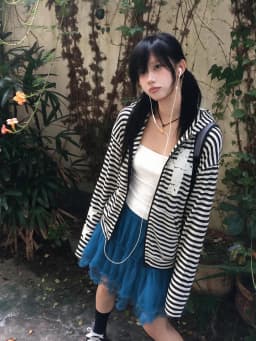 Tonngirls Y2k Aesthetic Women Zip Up Hoodie Long Sleeve American Retro Print Striped Sweatshirt Casual Streetwear Hooded Coat