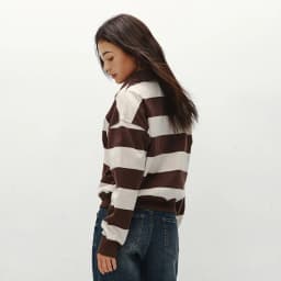 Semir Hoodie Women Winter Half-Zip Stand Collar Puppy Print Oversize Striped Fleece Pullover Layering Retro Warm Casual