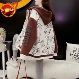 Graphic Female Hooded Top Warm Cold Youthful Clothes Long Sleeve New in Coat Thick Autumn and Winter Women's Hoodies Sweatshirt
