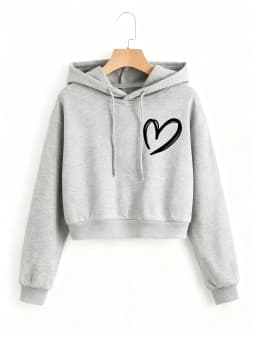 Fashion Love Heart Letter Print Autumn Winter Cropped Sweatshirt Crop Top Hoodie Y2k Sweatshirts Gothic Casual Style Clothes