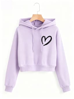 Fashion Love Heart Letter Print Autumn Winter Cropped Sweatshirt Crop Top Hoodie Y2k Sweatshirts Gothic Casual Style Clothes