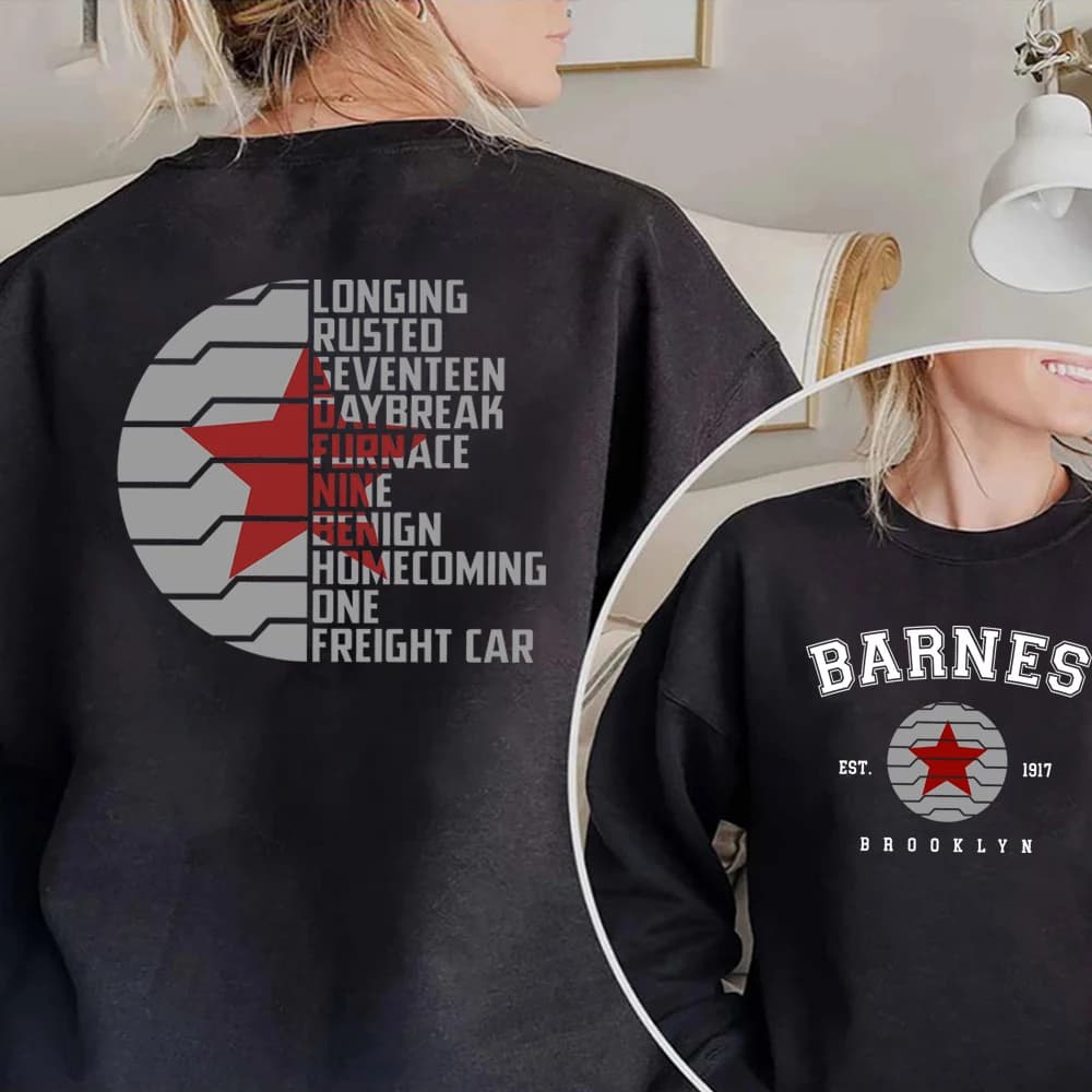 Vintage Bucky Barnes 1917 Sweatshirt Winter Soldier Hoodie Front and Back Print Pullover Unisex Long Sleeves Sweatshirts
