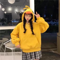 Deeptown Kawaii Duck Hoodies Women Long Sleeve Cute Tops Emo Clothes Korean 2023 Fashion Winter Yellow Casual Pullover Soft Girl