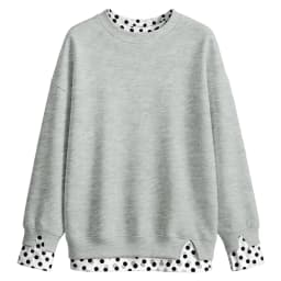 Oversize Sweatshirts Women Fake Two-Piece Polka Dot Patchwork Crew Neck Long Sleeve Tops Spring Autumn Fashion Casual Pullover