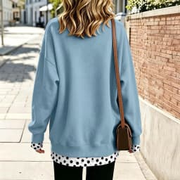 Oversize Sweatshirts Women Fake Two-Piece Polka Dot Patchwork Crew Neck Long Sleeve Tops Spring Autumn Fashion Casual Pullover