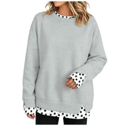 Oversize Sweatshirts Women Fake Two-Piece Polka Dot Patchwork Crew Neck Long Sleeve Tops Spring Autumn Fashion Casual Pullover