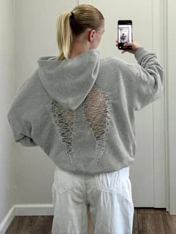 Kliou Wings Lace Backless Hooded Pullover Woman Autumn Trend Full Sleeve Skinny Stretch Hot Girls High Street Fashion Style Tops