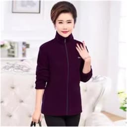 2025 New Autumn Mid-Aged Women Fleece Jacket 5XL Casual Stand Collar Warm Hoodie Jacket Zipper Outerwear Mother Winter Coat 3149
