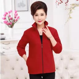 2025 New Autumn Mid-Aged Women Fleece Jacket 5XL Casual Stand Collar Warm Hoodie Jacket Zipper Outerwear Mother Winter Coat 3149