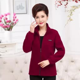 2025 New Autumn Mid-Aged Women Fleece Jacket 5XL Casual Stand Collar Warm Hoodie Jacket Zipper Outerwear Mother Winter Coat 3149