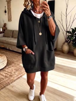 Hoodies women 2026 casual autumn/Winter new hoodie casual solid color pocket long-sleeved sweatshirts women's clothing
