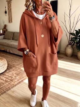 Hoodies women 2026 casual autumn/Winter new hoodie casual solid color pocket long-sleeved sweatshirts women's clothing