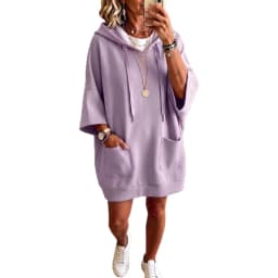 Hoodies women 2026 casual autumn/Winter new hoodie casual solid color pocket long-sleeved sweatshirts women's clothing