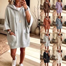 Hoodies women 2026 casual autumn/Winter new hoodie casual solid color pocket long-sleeved sweatshirts women's clothing