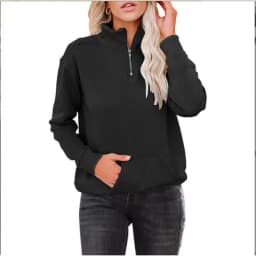 Solid Zip-Up Stand Collar Long Sleeve Sweatshirt Women's Casual Streetwear