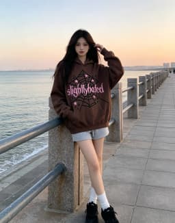 Dark Goth Spider Web Star Print Hoodie Unisex Oversized Loose Y2K Grunge Streetwear Pullover Sweatshirt