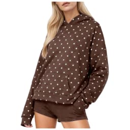 Vintage Polka Dot Hoodies Oversized Women Sweatshirts Harajuku Autumn Long Sleeve Hooded Pullover Tops With Pocket Streetwear