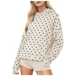 Vintage Polka Dot Hoodies Oversized Women Sweatshirts Harajuku Autumn Long Sleeve Hooded Pullover Tops With Pocket Streetwear
