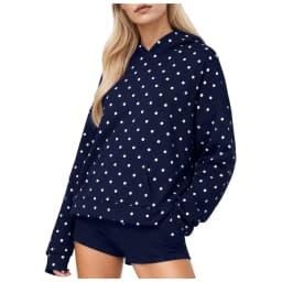 Vintage Polka Dot Hoodies Oversized Women Sweatshirts Harajuku Autumn Long Sleeve Hooded Pullover Tops With Pocket Streetwear