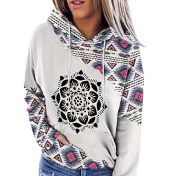 2025 Casual Ethnic Style Printed Hoodies For Autumn Winter Women Clothing Loose Hood Long Sleeve Pockets Streetwear Sweatshirts