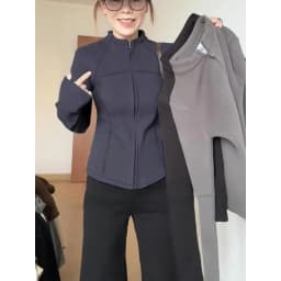 Women's Thickened Fleece Zipper Hoodie Short Coat Slim Fit Waist-Cinching Stand Collar Cardigan Autumn Winter Fashion Outerwear