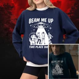 Robin Beam Me Up This Place Sucks Sweatshirt Unisex Funny Alien UFO Abduction Quote Shirts ST5 Merch Stranger Trendy Sweatshirts