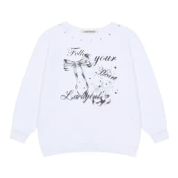 JUUN Orange Label Printed Design Sweater Casual Off-Shoulder Long Sleeve Loose Fit Hoodie Women's Streetwear Style Korean Fas...
