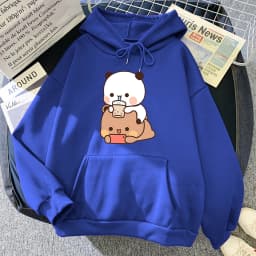 Bubu and Dudu Hoodie Women Aesthetic Graphic Funny Kawaii Bubble Tea Hoodies Unisex Anime Harajuku Vintage Pullovers Sweatshirts