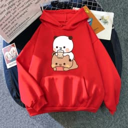 Bubu and Dudu Hoodie Women Aesthetic Graphic Funny Kawaii Bubble Tea Hoodies Unisex Anime Harajuku Vintage Pullovers Sweatshirts