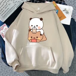 Bubu and Dudu Hoodie Women Aesthetic Graphic Funny Kawaii Bubble Tea Hoodies Unisex Anime Harajuku Vintage Pullovers Sweatshirts