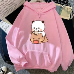 Bubu and Dudu Hoodie Women Aesthetic Graphic Funny Kawaii Bubble Tea Hoodies Unisex Anime Harajuku Vintage Pullovers Sweatshirts
