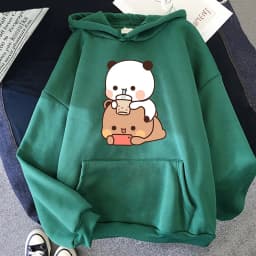 Bubu and Dudu Hoodie Women Aesthetic Graphic Funny Kawaii Bubble Tea Hoodies Unisex Anime Harajuku Vintage Pullovers Sweatshirts