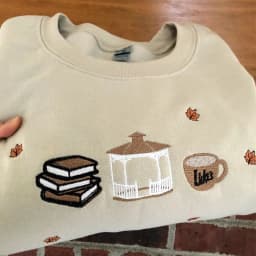 Luke's Gilmore Embroidered Sweatshirts Women Fall Autumn Trio Coffee Design Vintage Style Pullover Thick Fleece Warm Jumpers