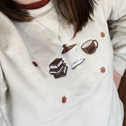Luke's Gilmore Embroidered Sweatshirts Women Fall Autumn Trio Coffee Design Vintage Style Pullover Thick Fleece Warm Jumpers