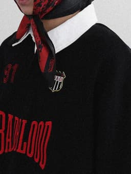 Trendy Loose Fit Neck Sweatshirt Women's American Retro Street Style Embroidered Lettering Sportswear Casual Shirt