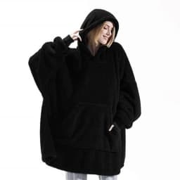 2025 Winter Women's Plush Hoodie Loose Pockets Warm Fashion Street Home Solid Color One-size-fits-all Long Coat