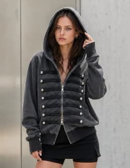 Goth Hip Hop Y2k Zip Up Hoodie Washed Vintage Double Row Silver Buckle Hoodie Sweatshirt All Match Harajuku Loose Hoodies Women