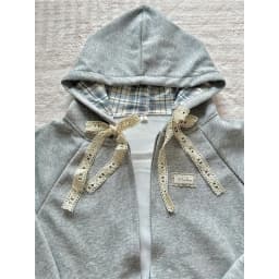 Kawaii Fleece Zip Up Hoodies Women Streetwear Bow Lace Patchwork Hooded Sweatshirts Winter Harajuku Cutecore Long Sleeve Jackets
