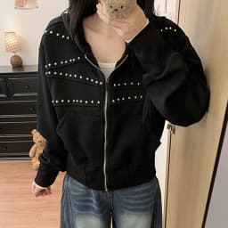 American Vintage Hoodies Women Autumn Loose Distressed Rivet Streetwear Sweatshirts Fashion Casual Long Sleeve All Match Outwear