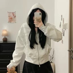 American Vintage Hoodies Women Autumn Loose Distressed Rivet Streetwear Sweatshirts Fashion Casual Long Sleeve All Match Outwear