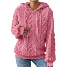 Autumn Warm Fleece Hooded Sweatshirts Casual Female Hoody Long Sleeve Soft Fluffy Pullover Coats Outwear FYY-1024