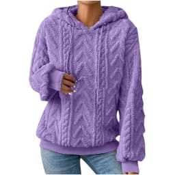 Autumn Warm Fleece Hooded Sweatshirts Casual Female Hoody Long Sleeve Soft Fluffy Pullover Coats Outwear FYY-1024