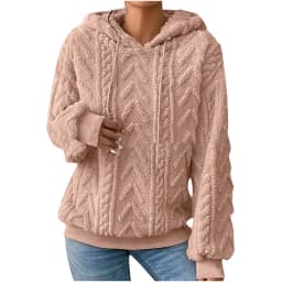 Autumn Warm Fleece Hooded Sweatshirts Casual Female Hoody Long Sleeve Soft Fluffy Pullover Coats Outwear FYY-1024