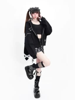 2026 Chic Fashion Women Casual Loose Rabbit Ear Hoodies Coats Kawaii Vintage Casual Zipper Jackets Tops Mujer Autumn Streetwear
